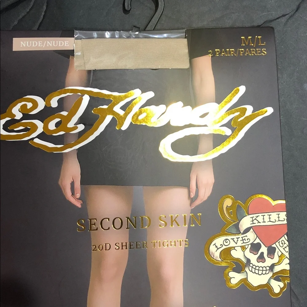 Ed Hardy second skin 20D sheer tights in Nude size M/L brand‎ new 2pairs